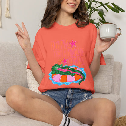 T-Shirt — "Hotter Than a Hoochie Coochie" Gator Pool Graphic Tee