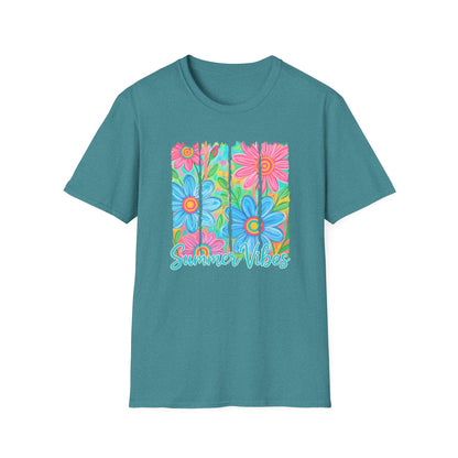 Summer vibes floral tee- Gildan softstyle
