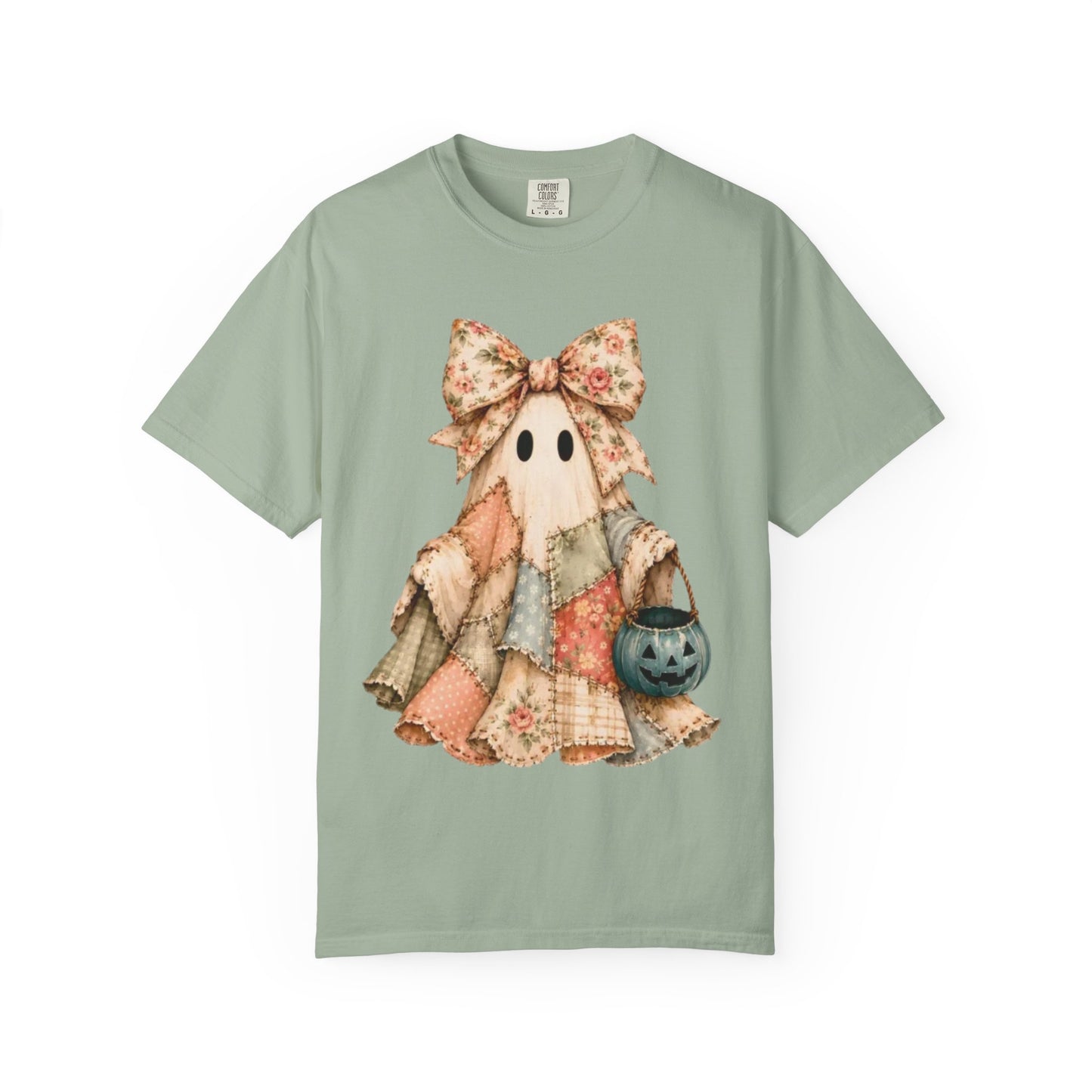 Halloween Patchwork Ghost T-Shirt — Cute Vintage Trick-or-Treat Tee