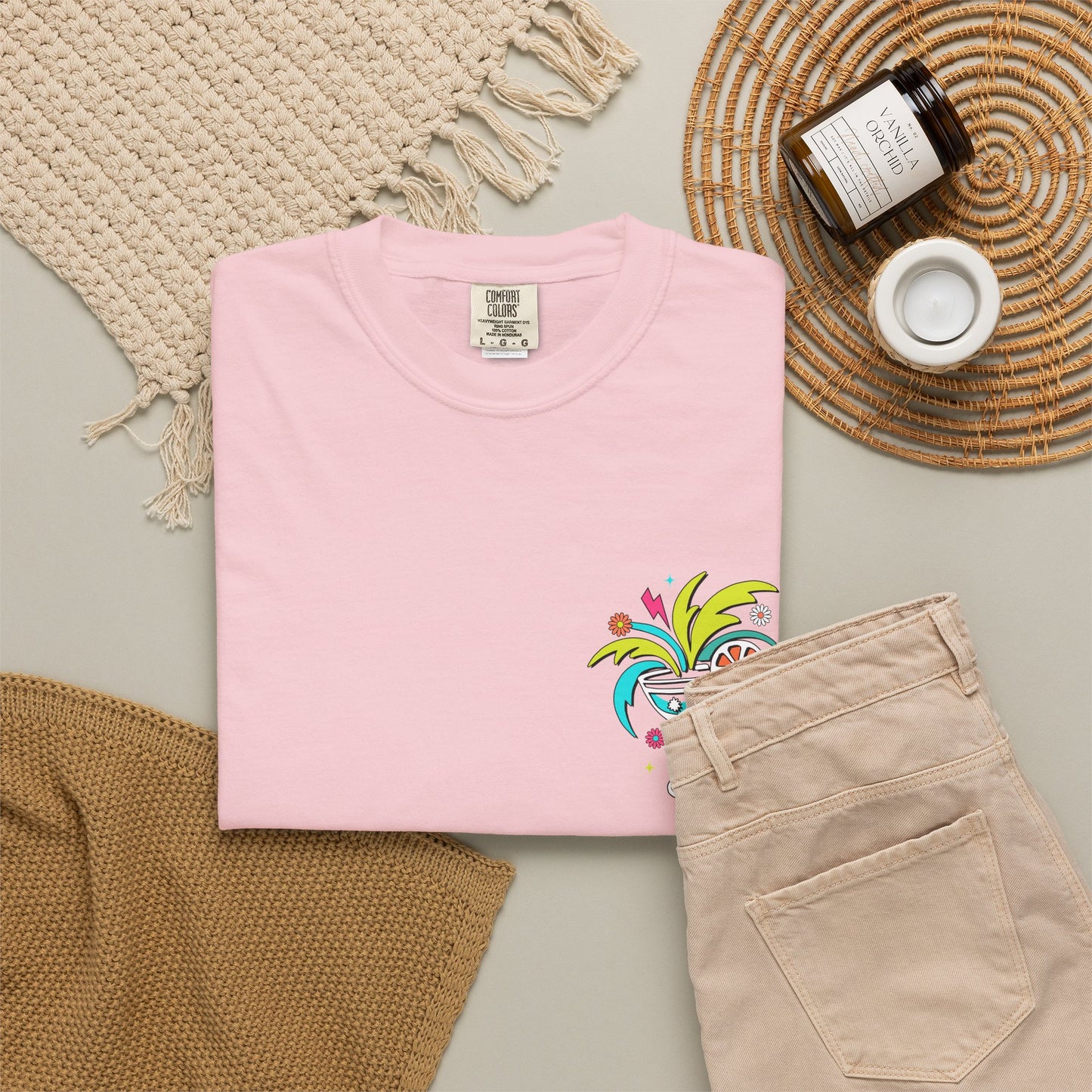 T-Shirt — "Tanned and Tipsy" Colorful Tropical Cocktail Tee
