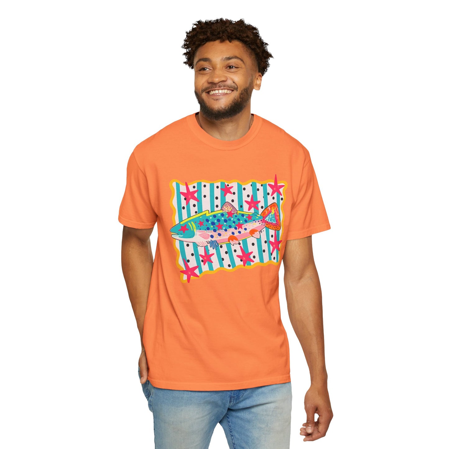 Fish Pattern T-Shirt — Colorful Retro Sea Life Graphic Tee