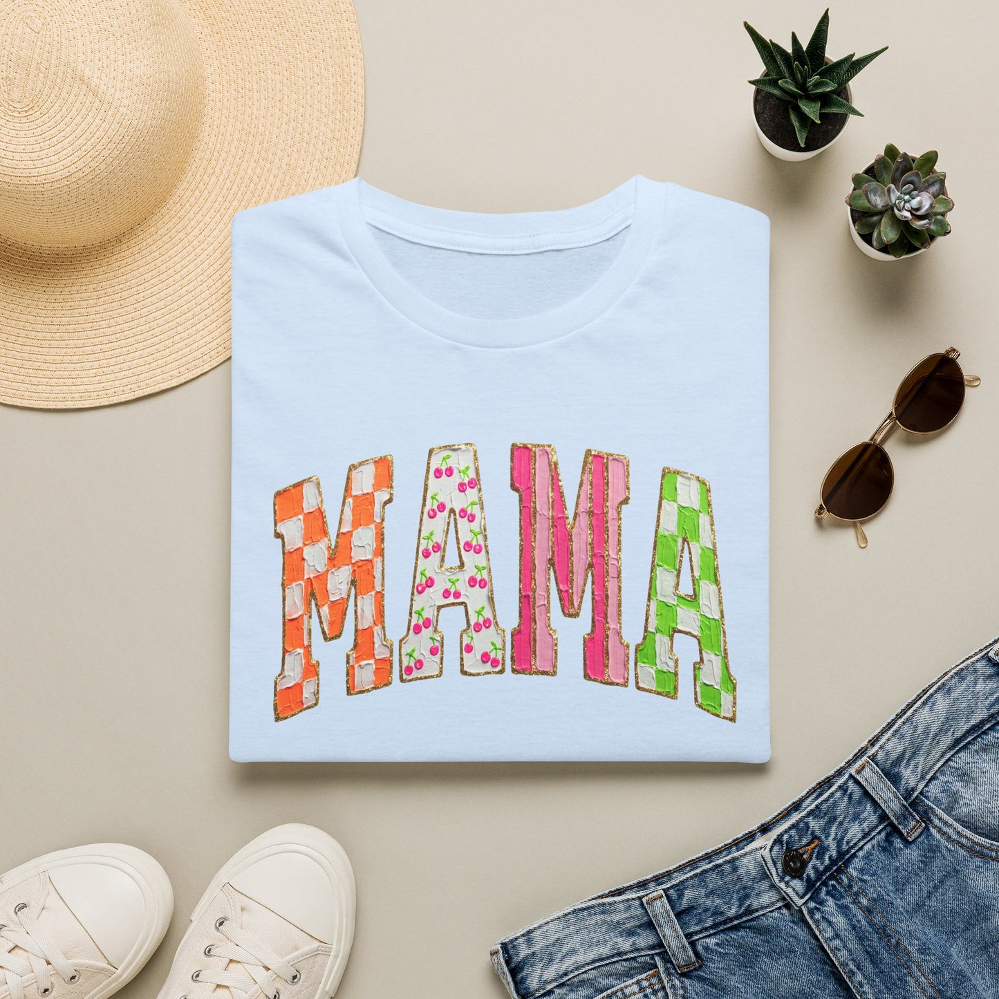 Mama Floral Patchwork T-Shirt