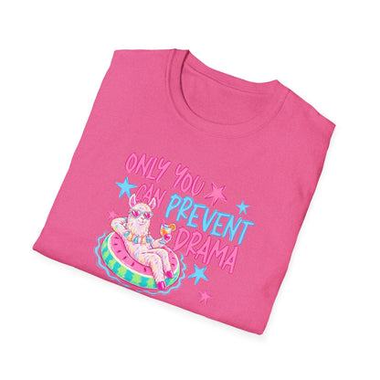 Only You Can Prevent Drama T-Shirt — Cute Llama Pool Float Graphic Tee