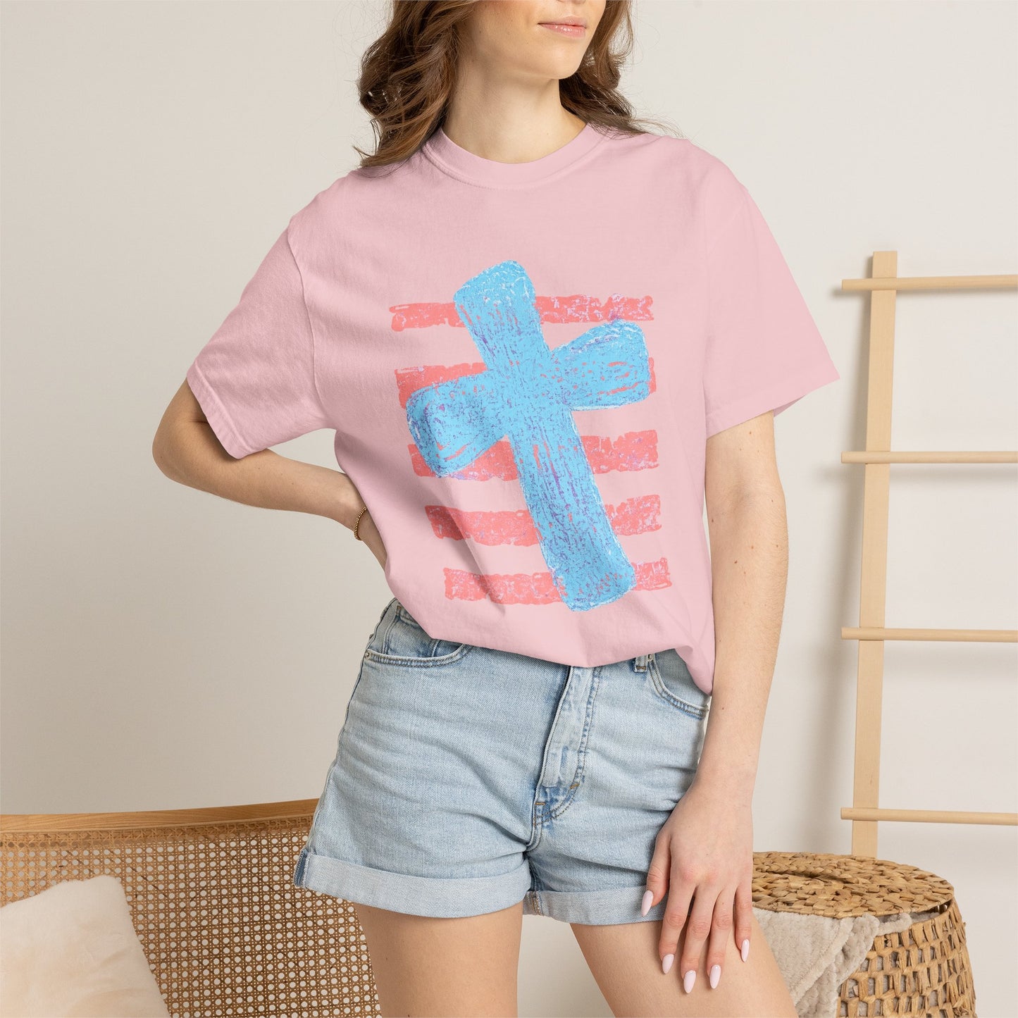 Cross & Stripes T-Shirt — Retro Coastal Church Graphic Tee