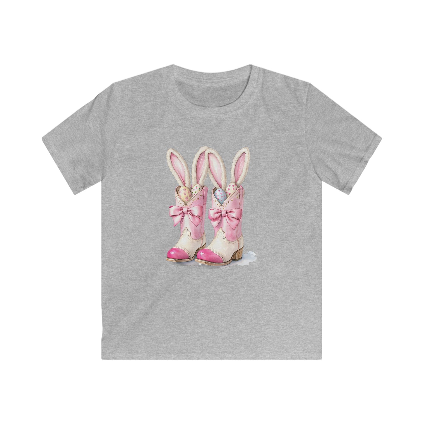 Kids Tee — Cute Pink Bunny Boots Graphic | Easter Spring Gift for Girls