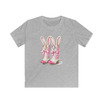 Kids Tee — Cute Pink Bunny Boots Graphic | Easter Spring Gift for Girls