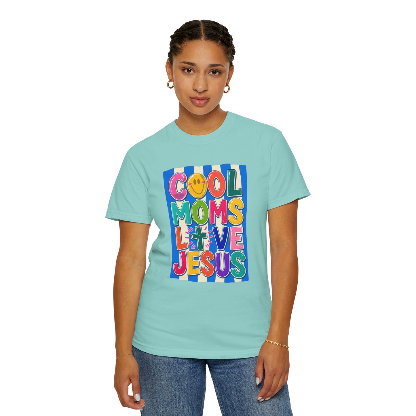 Cool Moms Love Jesus T-Shirt — Colorful Retro Christian Graphic Tee