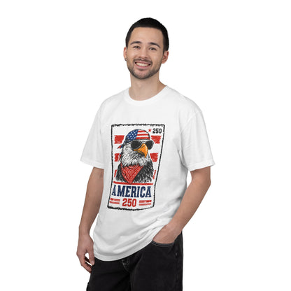 America 250 Eagle T-Shirt — Patriotic USA Flag Stamp Design