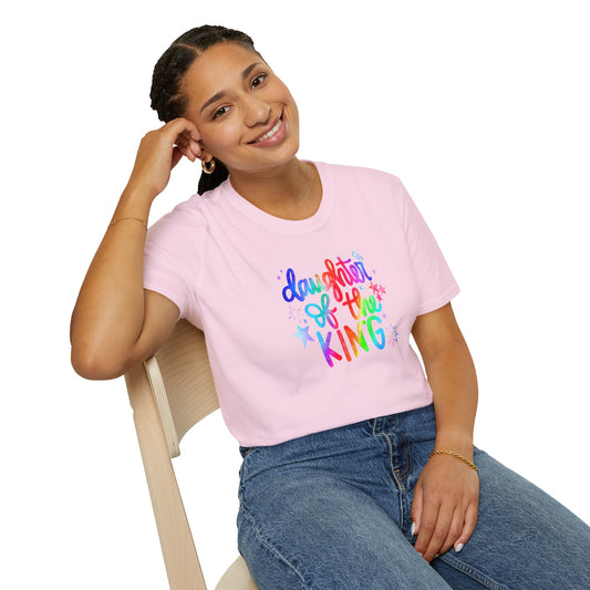 Daughter of the King Rainbow T-Shirt — Christian Faith Graphic Tee for Girls