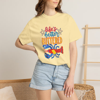 T-Shirt — 'Life's Better Buttered' Lobster Seafood Graphic Tee