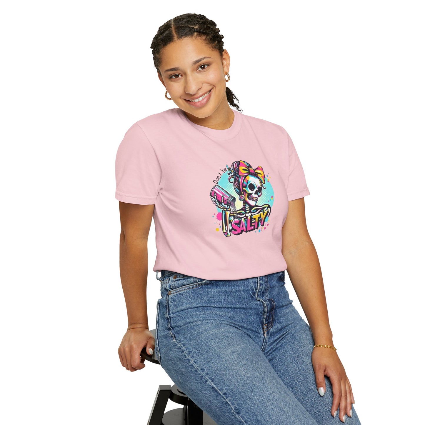 Salty Skull Graphic T-Shirt — Retro Neon Kawaii Skull Tee
