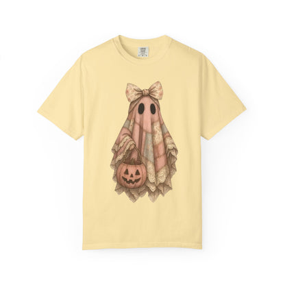 Halloween Ghost Girl T-Shirt — Vintage Cute Trick-or-Treat Pumpkin Tee