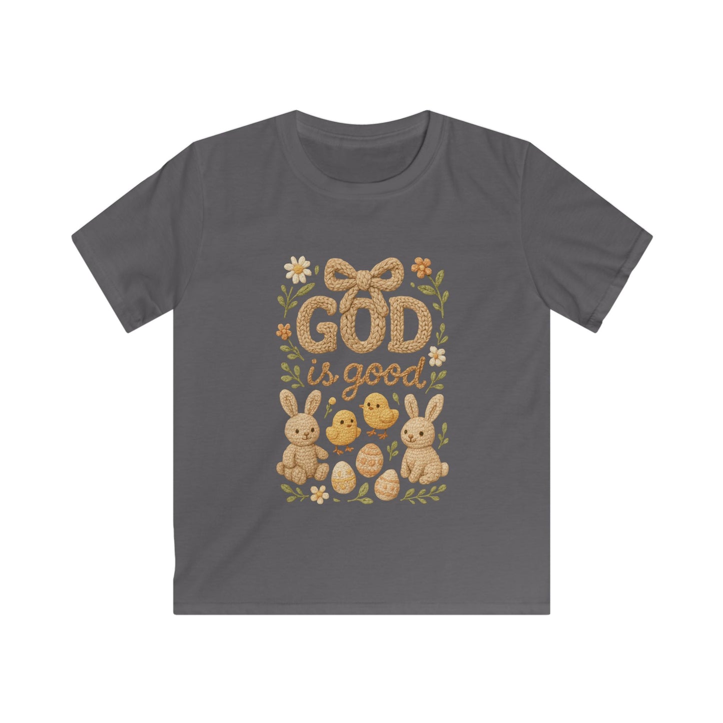 Kids Tee — "God Is Good" Easter Bunny & Chicks Faith Shirt