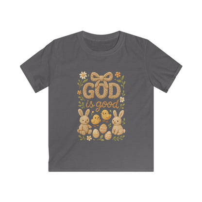 Kids Tee — "God Is Good" Easter Bunny & Chicks Faith Shirt