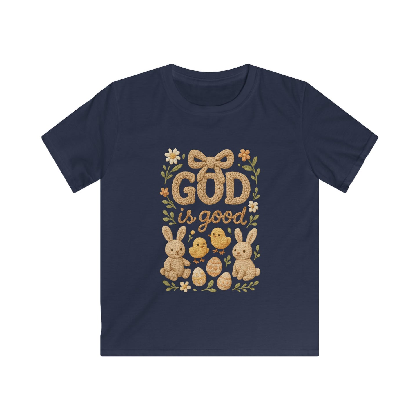 Kids Tee — "God Is Good" Easter Bunny & Chicks Faith Shirt