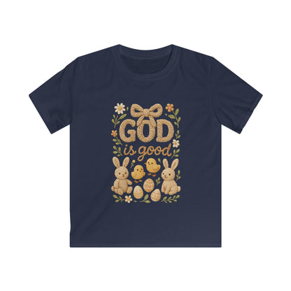 Kids Tee — "God Is Good" Easter Bunny & Chicks Faith Shirt