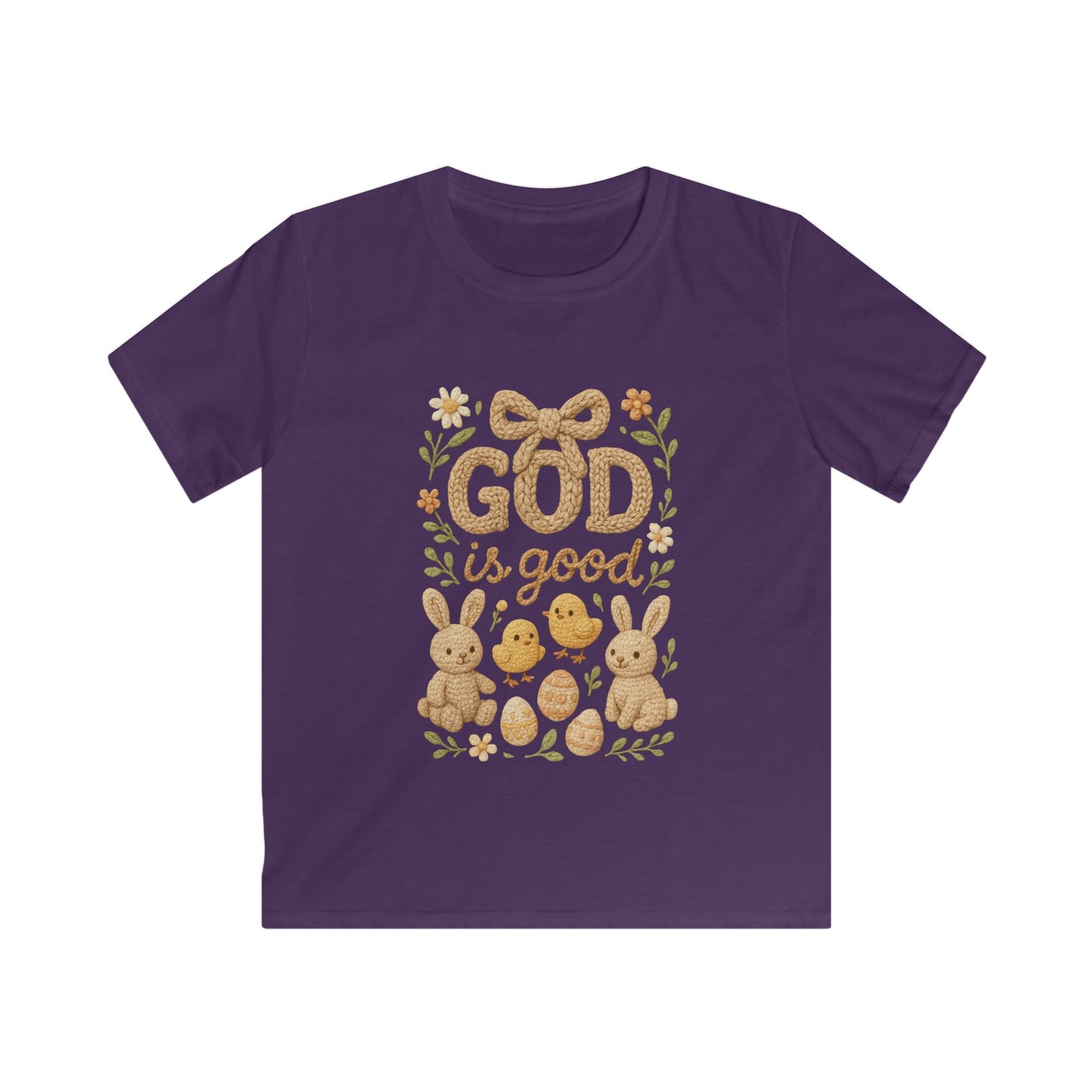 Kids Tee — "God Is Good" Easter Bunny & Chicks Faith Shirt