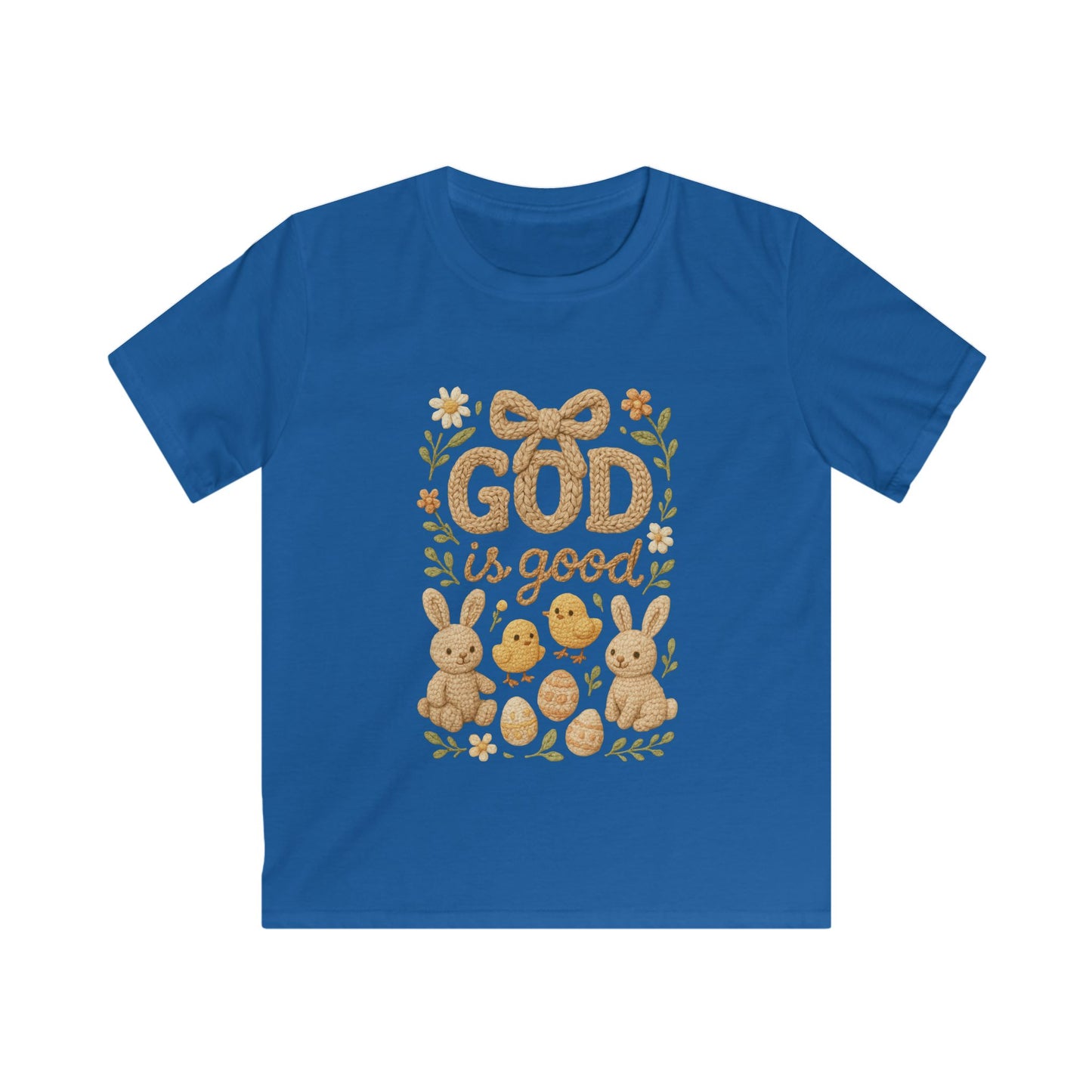 Kids Tee — "God Is Good" Easter Bunny & Chicks Faith Shirt