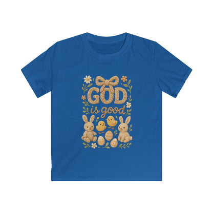 Kids Tee — "God Is Good" Easter Bunny & Chicks Faith Shirt