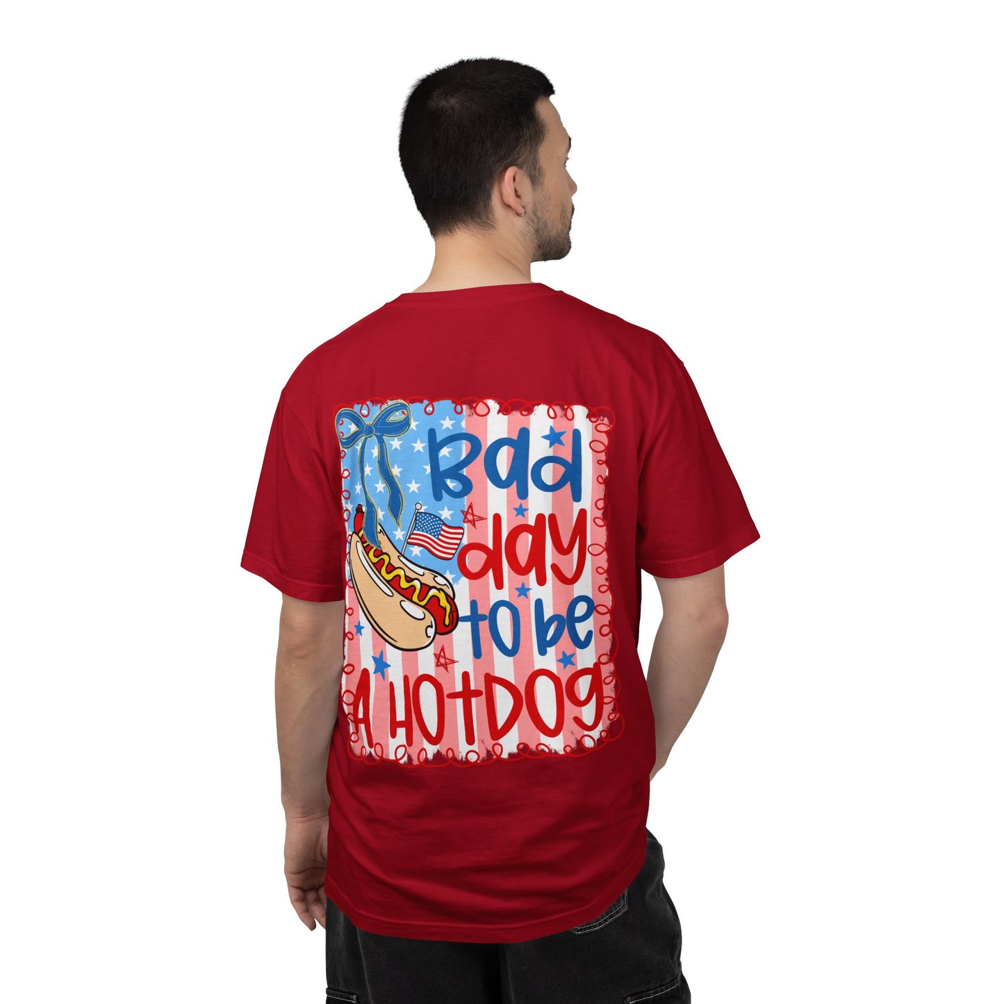 Hot Dog Graphic T-Shirt — "Bad Day to Be a Hot Dog" Patriotic Tee