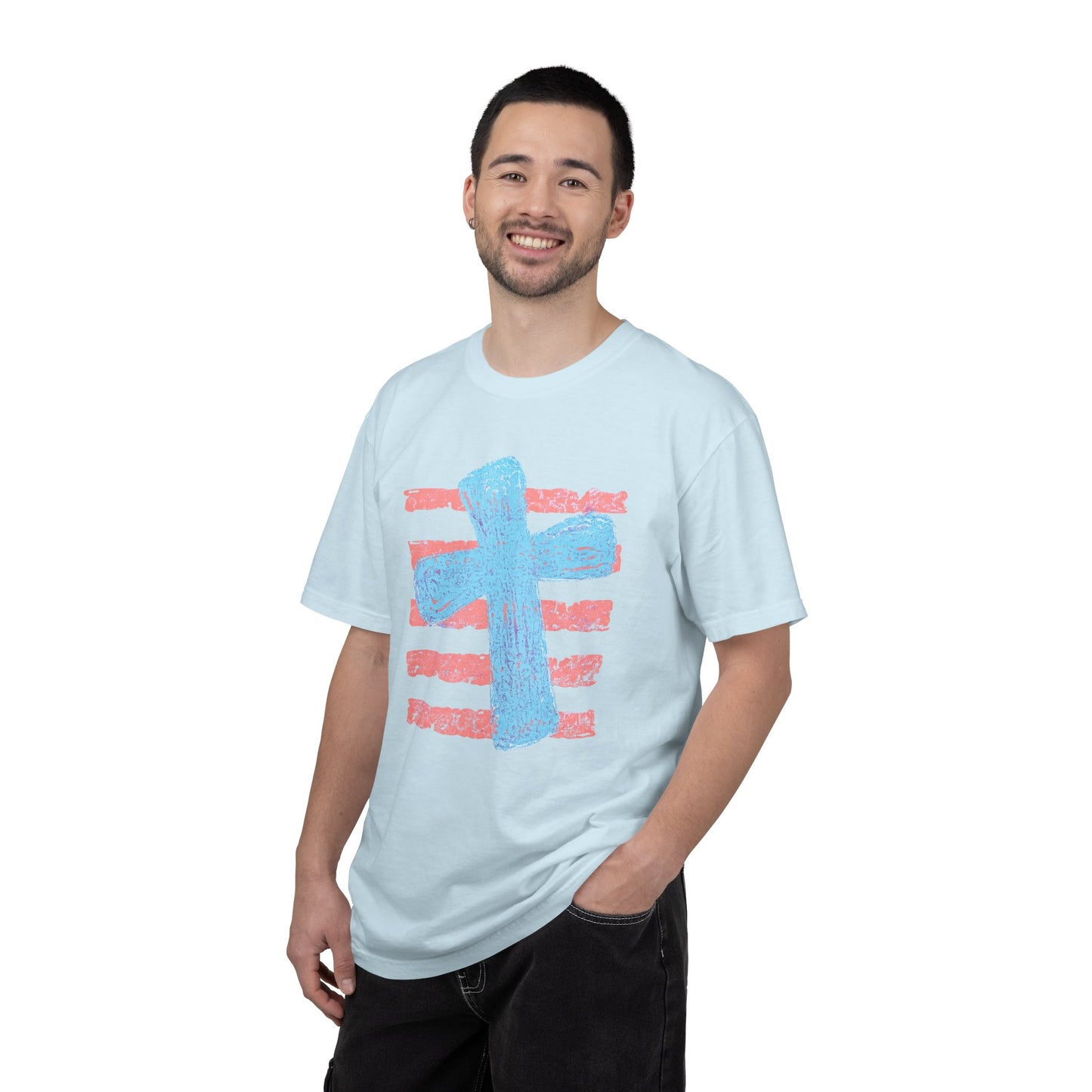 Cross & Stripes T-Shirt — Retro Coastal Church Graphic Tee