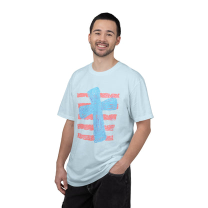 Cross & Stripes T-Shirt — Retro Coastal Church Graphic Tee