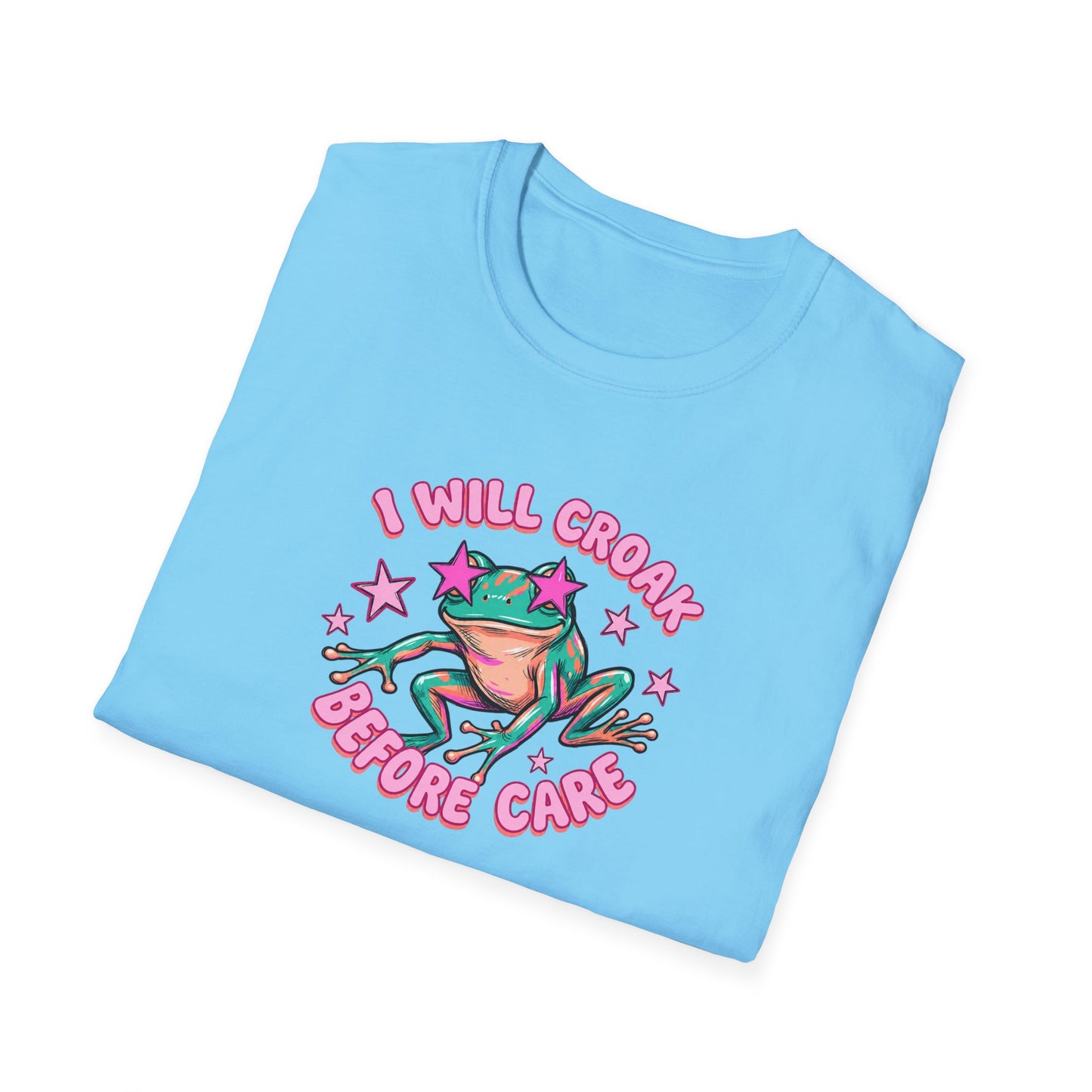 Funny Frog T-Shirt — "I Will Croak Before I Care" Cute Retro Frog Graphic Tee
