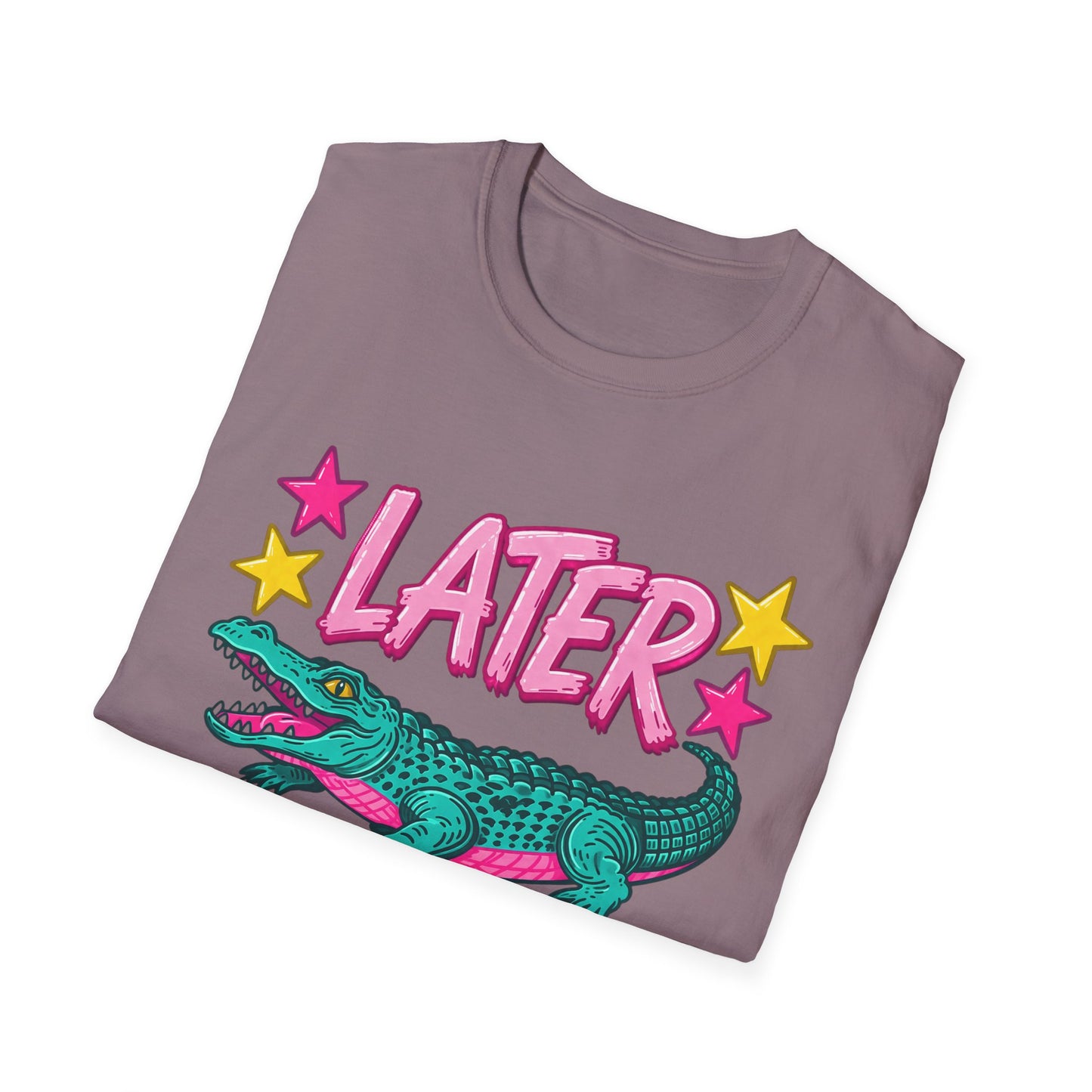 Later Alligator T‑Shirt — Retro Cartoon Gator "Later/After A While" Graphic Tee