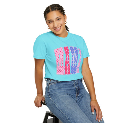 Mama Polka Dot Graphic T-Shirt — Pink & Purple Retro Mother's Day Tee