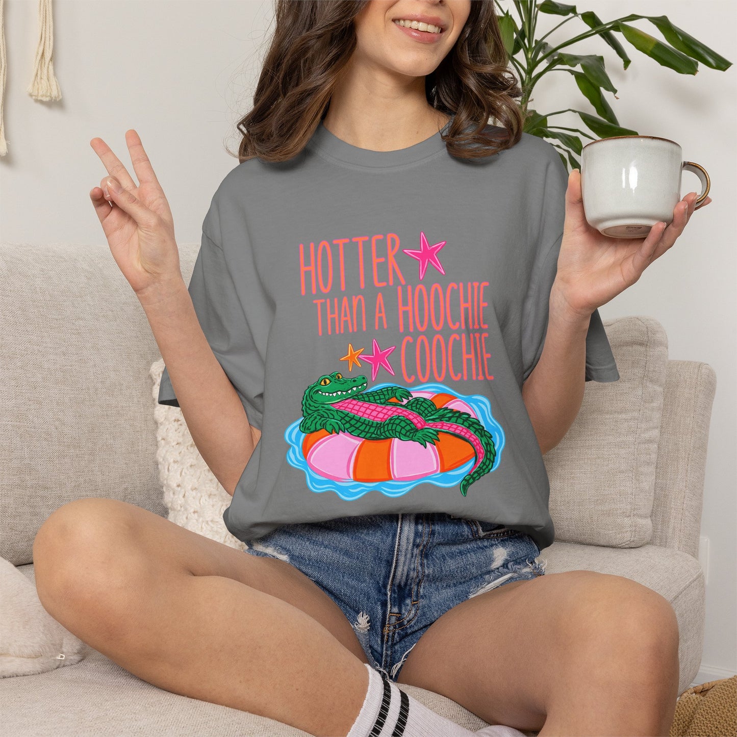 T-Shirt — "Hotter Than a Hoochie Coochie" Gator Pool Graphic Tee