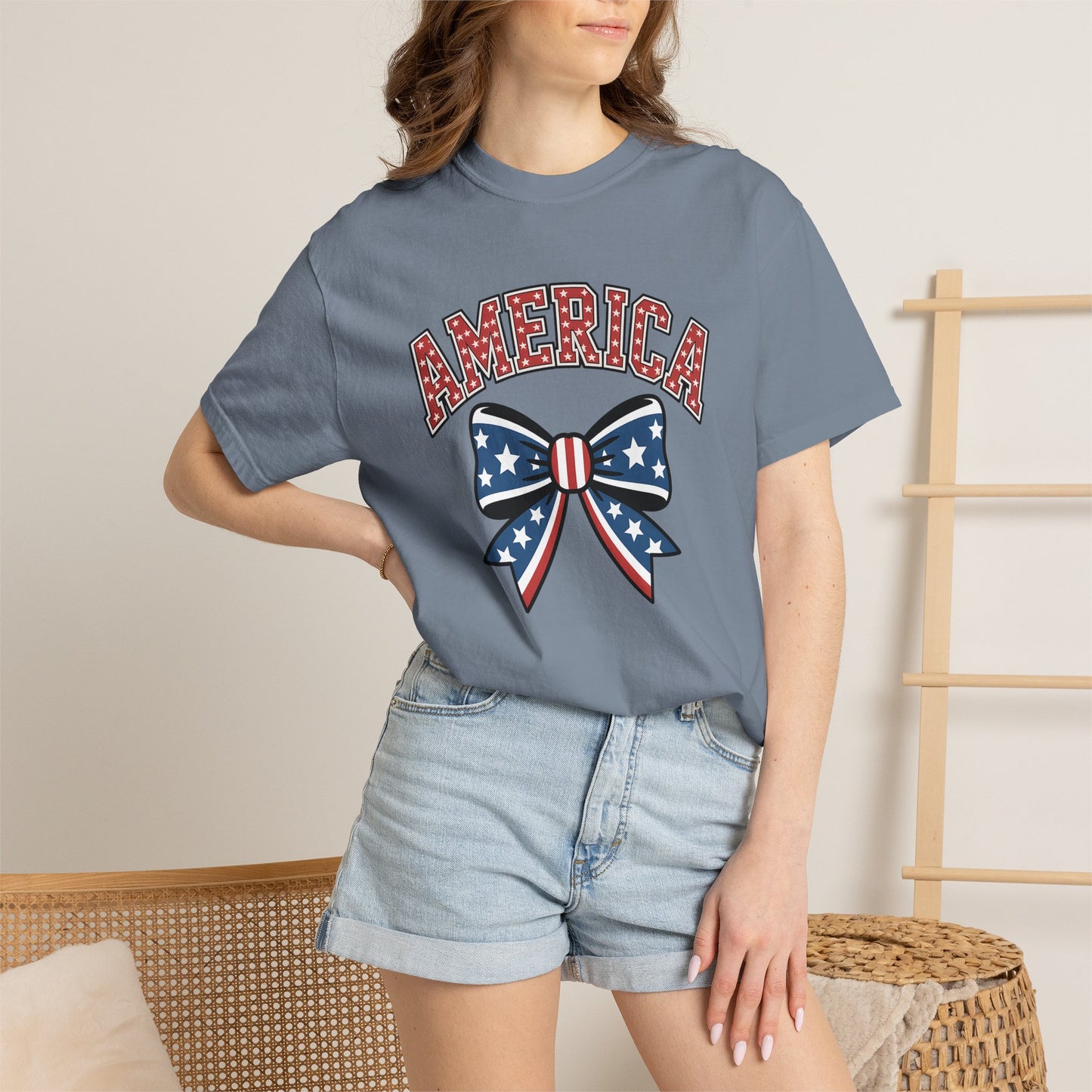 America Patriotic Bow T-Shirt — Stars & Stripes Fourth of July Tee