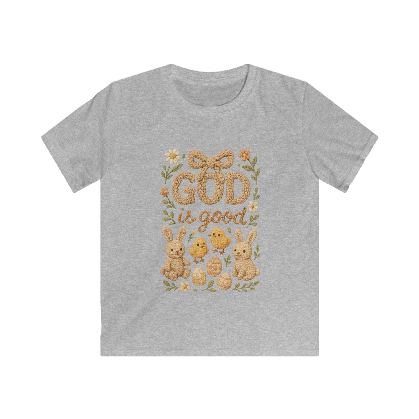 Kids Tee — "God Is Good" Easter Bunny & Chicks Faith Shirt