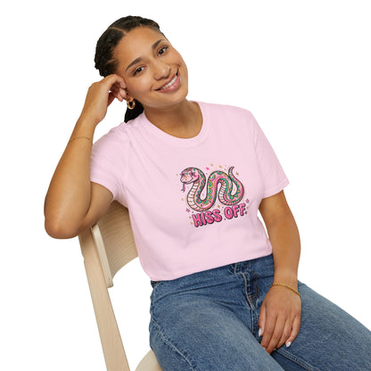 Hiss Off Snake T-Shirt – Cute Pink Cartoon Snake Graphic Tee