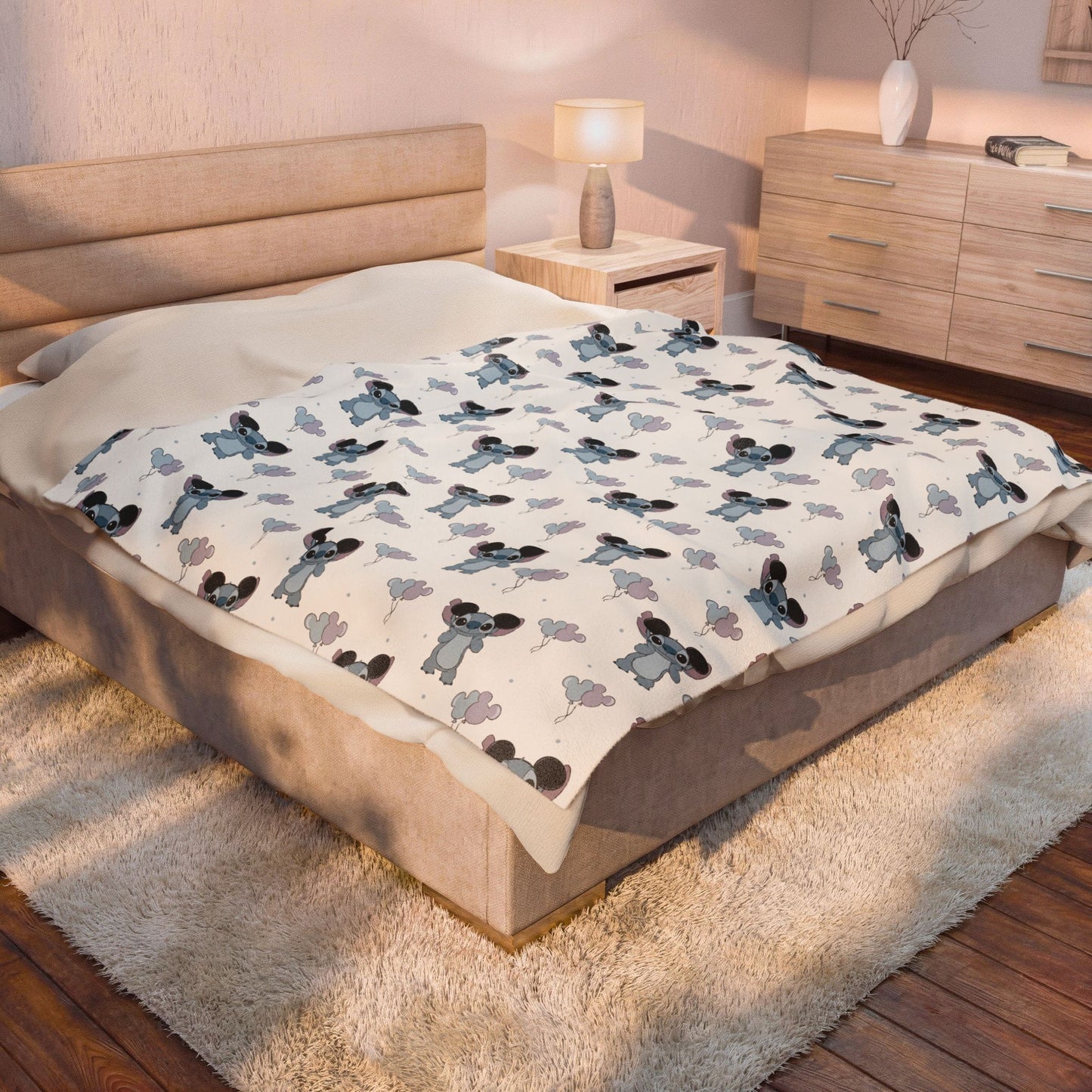 Velveteen Plush Blanket — Cozy Baby Koala Patterned Throw for Nursery & Kids