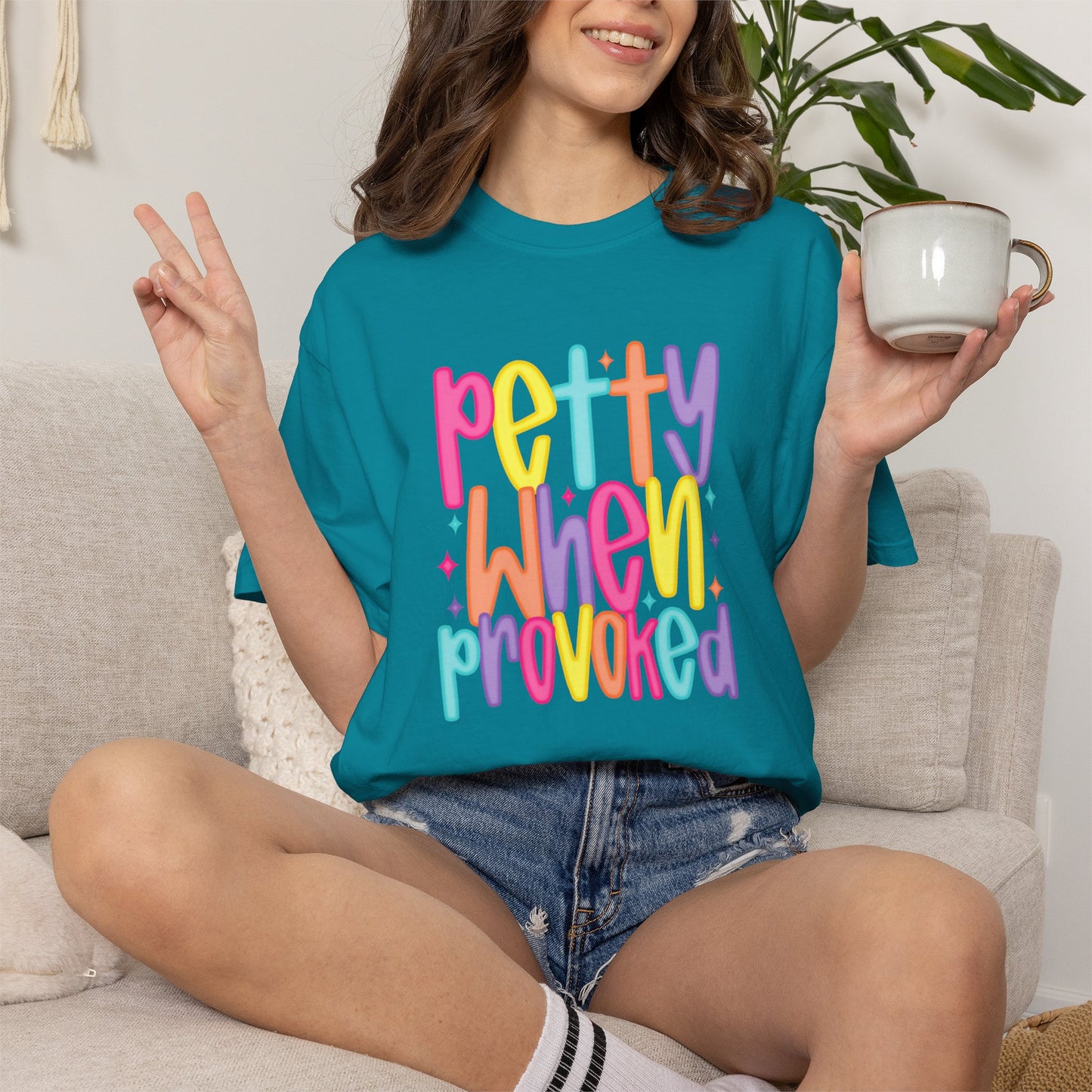 Pretty When Provoked Colorful Graphic T-Shirt