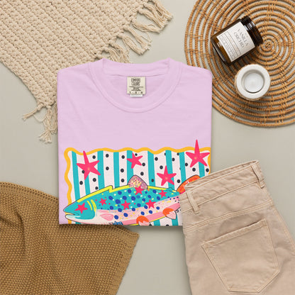 Fish Pattern T-Shirt — Colorful Retro Sea Life Graphic Tee