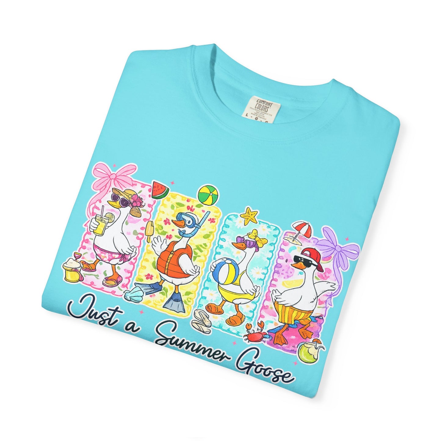 Summer Goose T‑Shirt — "Just a Summer Goose" Cute Beach Cartoon Tee