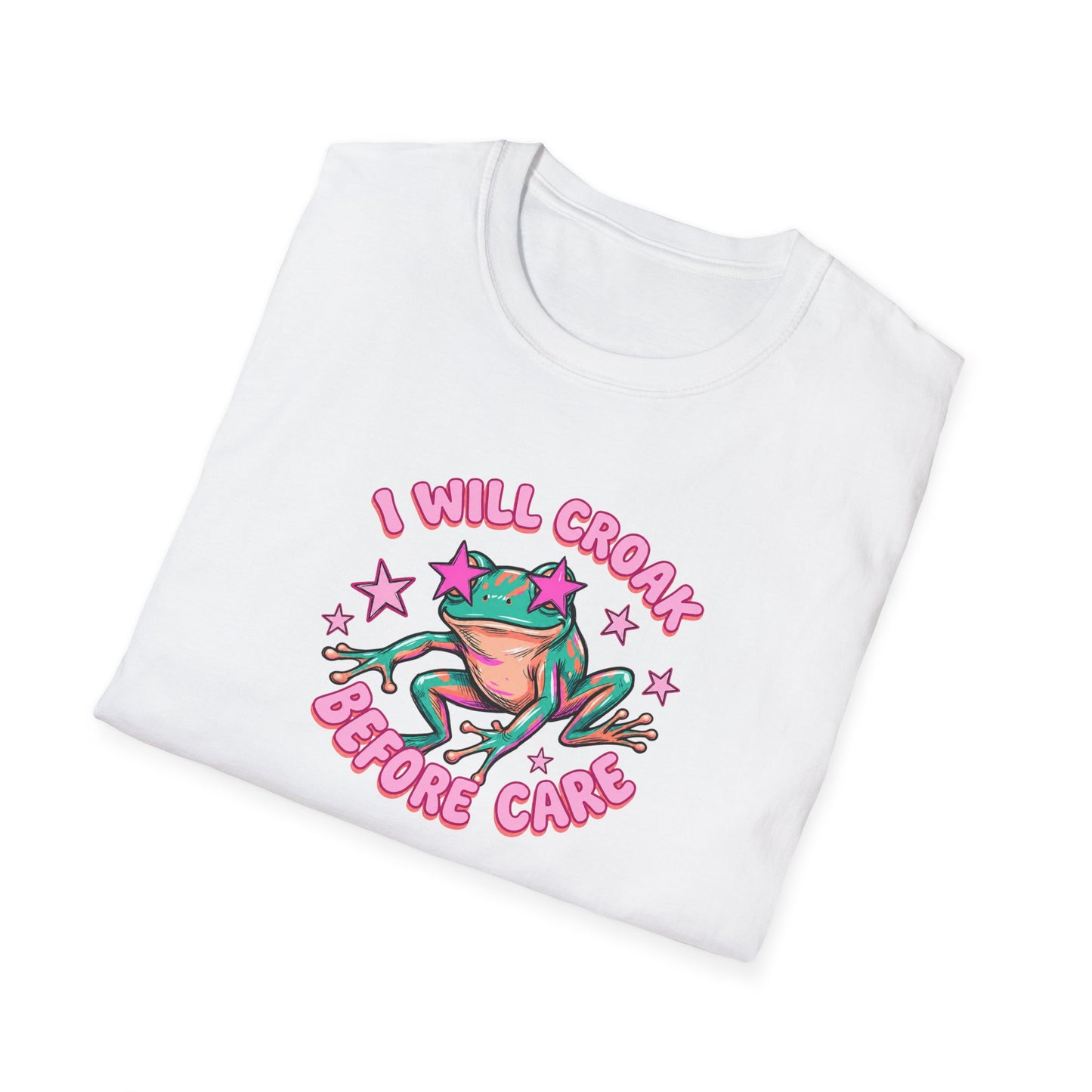 Funny Frog T-Shirt — "I Will Croak Before I Care" Cute Retro Frog Graphic Tee