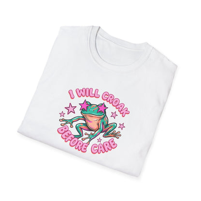Funny Frog T-Shirt — "I Will Croak Before I Care" Cute Retro Frog Graphic Tee