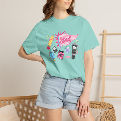 Retro Tech Collage T-Shirt — 'Speed' Graphic Tee for 90s Nostalgia