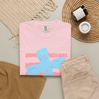 Cross & Stripes T-Shirt — Retro Coastal Church Graphic Tee