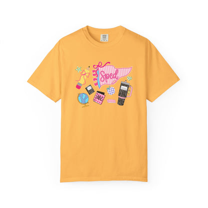 Retro Tech Collage T-Shirt — 'Speed' Graphic Tee for 90s Nostalgia