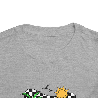 Toddler Tee — "Beach Vibes" Surfboard & Palm Tree Graphic