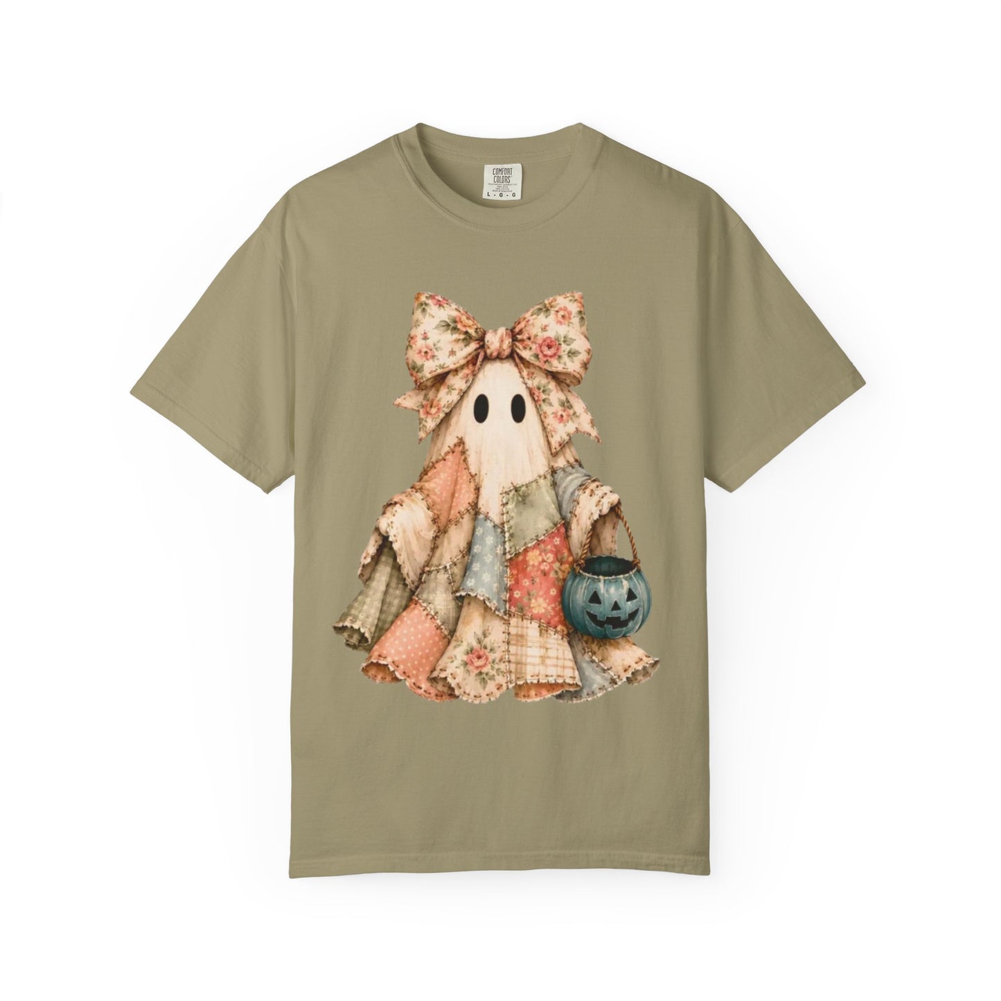 Halloween Patchwork Ghost T-Shirt — Cute Vintage Trick-or-Treat Tee