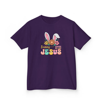 Kids Tee — "Hippie Bunny Jesus" Pastel Easter Graphic