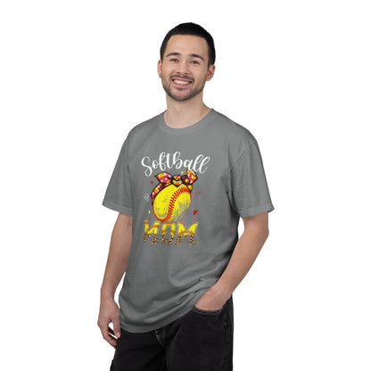 Softball Mom T‑Shirt — 'MOM' with Softball Bandana Graphic