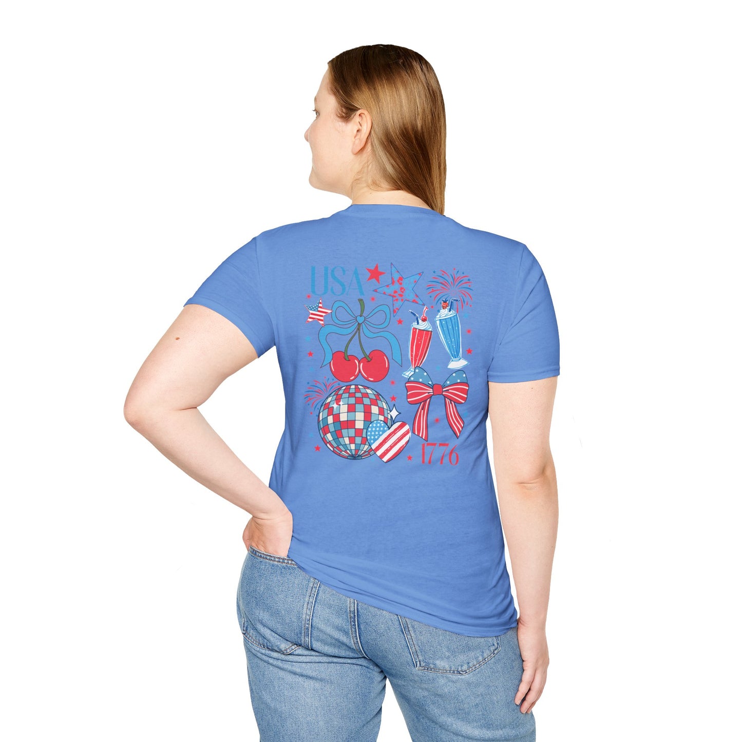Patriotic Cherry T-Shirt — USA 1776 Fourth of July Graphic Tee