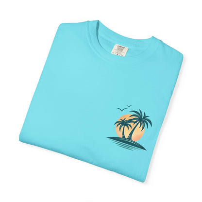 Palm Island Sunset T-Shirt — Tropical Beach Graphic Tee