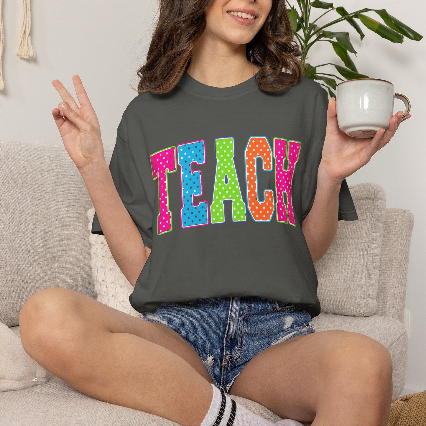 Teach Colorful Polka Dot T-Shirt — Cute Teacher Appreciation Tee