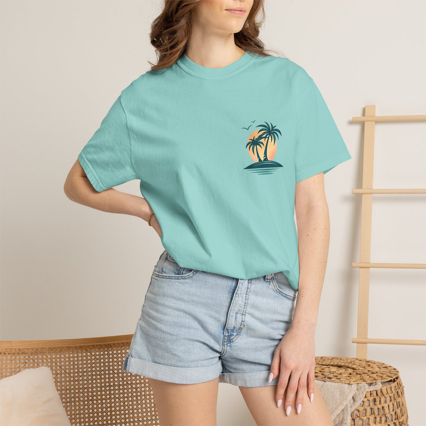Palm Island Sunset T-Shirt — Tropical Beach Graphic Tee